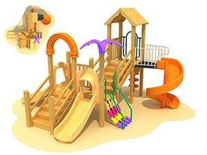 La última estructura de juegos al aire libre, tobogán de plástico, juegos de exterior, serie de madera TQ-MT503