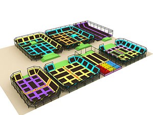 Animación de la diversión personalizable parque de trampolín interior funcional con pozo de espuma KP-150119