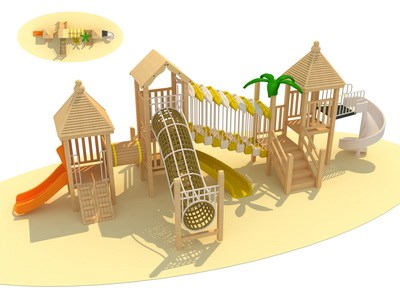Patio de recreo multifuncional en venta de juegos infantiles de madera serie TQ-MT520